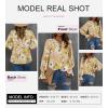 imageBiucly Womens Casual Boho Floral Print V Neck Long Sleeve Drawstring Tops Loose Blouses Button Down ShirtsBzflower Yellow