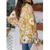imageBiucly Womens Casual Boho Floral Print V Neck Long Sleeve Drawstring Tops Loose Blouses Button Down ShirtsBzflower Yellow