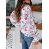 imageBiucly Womens Casual Boho Floral Print V Neck Long Sleeve Drawstring Tops Loose Blouses Button Down ShirtsBzred