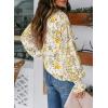 imageBiucly Womens Casual Boho Floral Print V Neck Long Sleeve Drawstring Tops Loose Blouses Button Down ShirtsBzyellow
