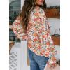 imageBiucly Womens Casual Boho Floral Print V Neck Long Sleeve Drawstring Tops Loose Blouses Button Down ShirtsC Z Flower Orange