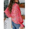 imageBiucly Womens Casual Boho Floral Print V Neck Long Sleeve Drawstring Tops Loose Blouses Button Down ShirtsC Z Flower Red