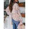 imageBiucly Womens Casual Boho Floral Print V Neck Long Sleeve Drawstring Tops Loose Blouses Button Down ShirtsCzflower Apricot