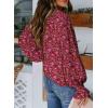 imageBiucly Womens Casual Boho Floral Print V Neck Long Sleeve Drawstring Tops Loose Blouses Button Down ShirtsCzflower Rose Pink