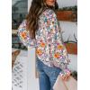 imageBiucly Womens Casual Boho Floral Print V Neck Long Sleeve Drawstring Tops Loose Blouses Button Down ShirtsCzflower Sky Blue