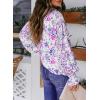 imageBiucly Womens Casual Boho Floral Print V Neck Long Sleeve Drawstring Tops Loose Blouses Button Down ShirtsRose