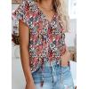 imageBiucly Womens Casual Boho Floral Print V Neck Long Sleeve Drawstring Tops Loose Blouses Button Down ShirtsZ Floral Blue