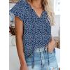 imageBiucly Womens Casual Boho Floral Print V Neck Long Sleeve Drawstring Tops Loose Blouses Button Down ShirtsZ Floral Dark Blue