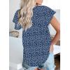 imageBiucly Womens Casual Boho Floral Print V Neck Long Sleeve Drawstring Tops Loose Blouses Button Down ShirtsZ Floral Dark Blue