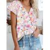 imageBiucly Womens Casual Boho Floral Print V Neck Long Sleeve Drawstring Tops Loose Blouses Button Down ShirtsZ Floral Pink