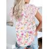 imageBiucly Womens Casual Boho Floral Print V Neck Long Sleeve Drawstring Tops Loose Blouses Button Down ShirtsZ Floral Pink