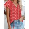 imageBiucly Womens Casual Boho Floral Print V Neck Long Sleeve Drawstring Tops Loose Blouses Button Down ShirtsZ Floral Red