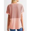 imageSHEWIN Womens Casual V Neck Waffle Knit Tops Short Sleeve T Shirts Loose BlousesB Apricot Pink