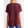 imageSHEWIN Womens Casual V Neck Waffle Knit Tops Short Sleeve T Shirts Loose BlousesB Dark Red