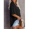 imageSHEWIN Womens Shirts Waffle Knit Tops for Women Short Sleeve V Neck T Shirts Summer TopsB Black