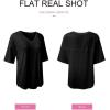 imageSHEWIN Womens Shirts Waffle Knit Tops for Women Short Sleeve V Neck T Shirts Summer TopsB Black