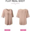 imageSHEWIN Womens Shirts Waffle Knit Tops for Women Short Sleeve V Neck T Shirts Summer TopsB Khaki