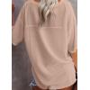 imageSHEWIN Womens Shirts Waffle Knit Tops for Women Short Sleeve V Neck T Shirts Summer TopsB Khaki