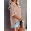 imageSHEWIN Womens Shirts Waffle Knit Tops for Women Short Sleeve V Neck T Shirts Summer TopsB Khaki