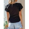 imageSHEWIN Womens Summer Tops Ruffle Short Sleeve T Shirts Casual Slim FitA Black