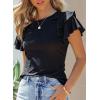 imageSHEWIN Womens Summer Tops Ruffle Short Sleeve T Shirts Casual Slim FitA Black