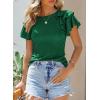 imageSHEWIN Womens Summer Tops Ruffle Short Sleeve T Shirts Casual Slim FitB Green