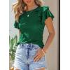 imageSHEWIN Womens Summer Tops Ruffle Short Sleeve T Shirts Casual Slim FitB Green