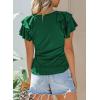 imageSHEWIN Womens Summer Tops Ruffle Short Sleeve T Shirts Casual Slim FitB Green