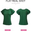 imageSHEWIN Womens Summer Tops Ruffle Short Sleeve T Shirts Casual Slim FitB Green