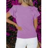 imageSHEWIN Womens Summer Tops Ruffle Short Sleeve T Shirts Casual Slim FitB Purple