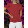 imageSHEWIN Womens Summer Tops Ruffle Short Sleeve T Shirts Casual Slim FitB Red