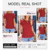 imageSHEWIN Womens Summer Tops Ruffle Short Sleeve T Shirts Casual Slim FitB Red