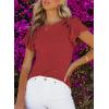 imageSHEWIN Womens Summer Tops Ruffle Short Sleeve T Shirts Casual Slim FitB Red