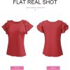 imageSHEWIN Womens Summer Tops Ruffle Short Sleeve T Shirts Casual Slim FitB Red