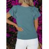 imageSHEWIN Womens Summer Tops Ruffle Short Sleeve T Shirts Casual Slim FitC Light Green