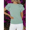 imageSHEWIN Womens Summer Tops Ruffle Short Sleeve T Shirts Casual Slim FitC Mint Green