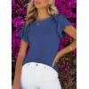imageSHEWIN Womens Summer Tops Ruffle Short Sleeve T Shirts Casual Slim FitC Navy Blue