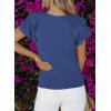 imageSHEWIN Womens Summer Tops Ruffle Short Sleeve T Shirts Casual Slim FitC Navy Blue