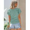 imageSHEWIN Womens Summer Tops Ruffle Short Sleeve T Shirts Casual Slim FitV Mint Green