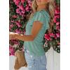 imageSHEWIN Womens Summer Tops Ruffle Short Sleeve T Shirts Casual Slim FitV Mint Green
