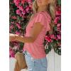 imageSHEWIN Womens Summer Tops Ruffle Short Sleeve T Shirts Casual Slim FitV Peach Blossom