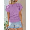 imageSHEWIN Womens Summer Tops Ruffle Short Sleeve T Shirts Casual Slim FitV Purple