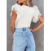imageSHEWIN Womens Tops Casual Short Sleeve Shirts Crewneck Tshirts Shirts Spring Tops for Women 2025Bwhite