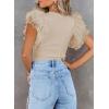 imageSHEWIN Womens Tops Casual Short Sleeve Shirts Crewneck Tshirts Shirts Spring Tops for Women 2025Capricot