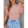 imageSHEWIN Womens Tops Casual Short Sleeve Shirts Crewneck Tshirts Shirts Spring Tops for Women 2025Dpink