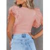 imageSHEWIN Womens Tops Casual Short Sleeve Shirts Crewneck Tshirts Shirts Spring Tops for Women 2025Dpink