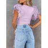 imageSHEWIN Womens Tops Casual Short Sleeve Shirts Crewneck Tshirts Shirts Spring Tops for Women 2025Fpurple