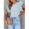 imageSHEWIN Womens Tops Casual Short Sleeve Shirts Crewneck Tshirts Shirts Spring Tops for Women 2025Gsky Blue