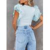 imageSHEWIN Womens Tops Casual Short Sleeve Shirts Crewneck Tshirts Shirts Spring Tops for Women 2025Gsky Blue