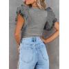 imageSHEWIN Womens Tops Casual Short Sleeve Shirts Crewneck Tshirts Shirts Spring Tops for Women 2025Hgray